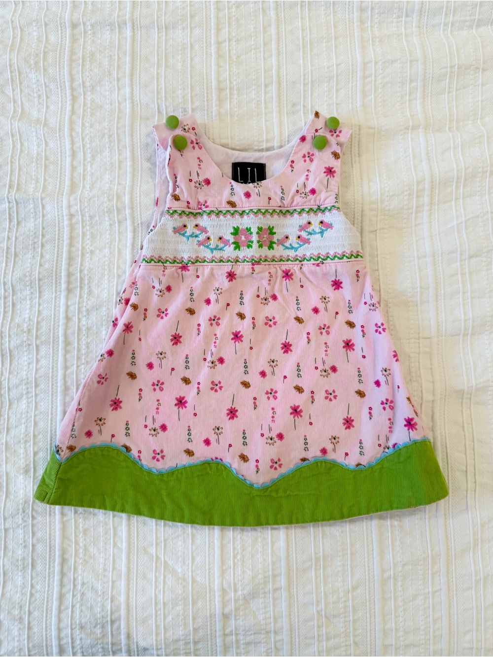 Lil Cactus Baby Girl Pink Floral Hand-Smocked Dress 6–12M 100% Cotton